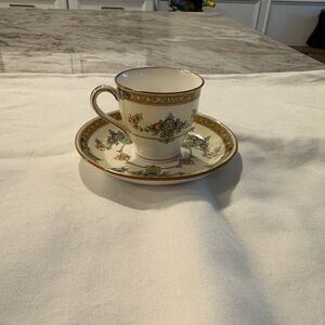 Vintage Eloise orange Minton Floral Patterned Demitasse Cup and Saucer Set